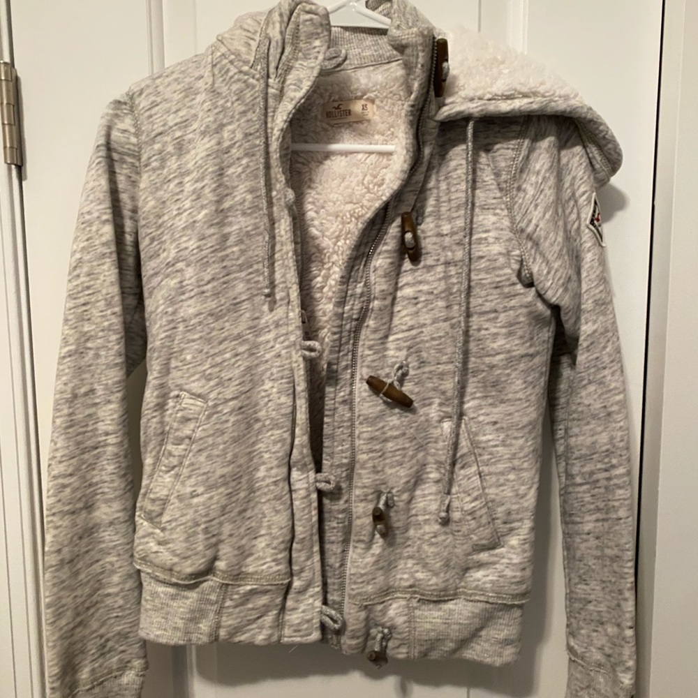 Hollister Sherpa Lined Grey Coat XS
